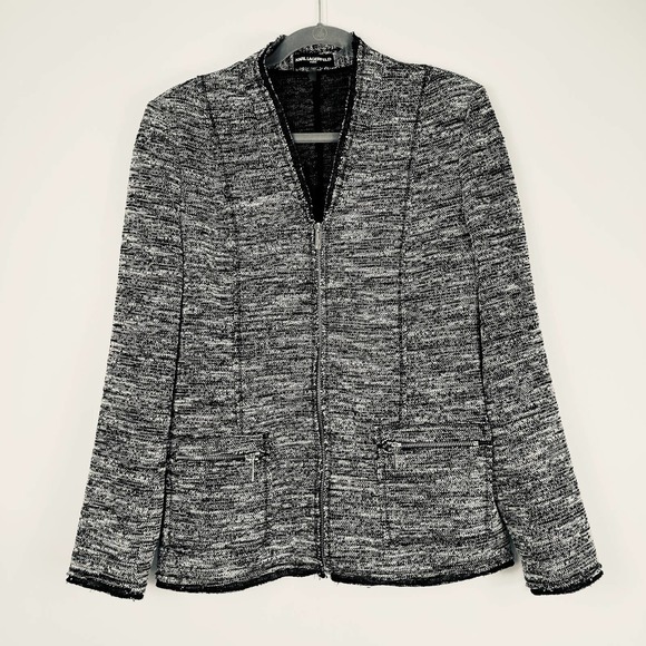 Karl Lagerfeld Jackets & Blazers - Karl Lagerfeld Tweed Full Zip Blazer Jacket Sz L